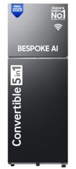 Samsung 419 L, 3 Star, Convertible 5-in-1, Digital Inverter, Frost Free Double Door, Bespoke AI WiFi Enabled Refrigerator (RT45DG6A4DB1HL, Black Matte)