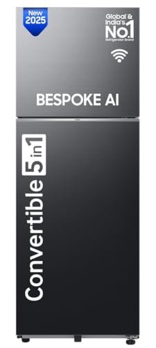 Samsung 419 L, 3 Star, Convertible 5-in-1, Digital Inverter, Frost Free Double Door, Bespoke AI WiFi Enabled Refrigerator (RT45DG6A4DB1HL, Black Matte)