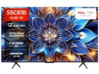 TCL 139 cm (55 inches) 4K Ultra HD Smart QLED Google TV 55C61B (Black)