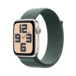 Apple Watch SE (2nd Gen, 2023) [GPS 44mm] Smartwatch with Starlight Aluminum Case with Lake Green Sport Loop. Fitness & Sleep Tracker, Crash Detection, Heart Rate Monitor, Retina Display