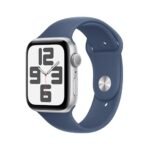 Apple Watch SE (2nd Gen, 2023) [GPS 44mm] Smartwatch with Silver Aluminum Case with Denim Sport Band. Fitness & Sleep Tracker, Crash Detection, Heart Rate Monitor, Retina Display