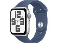 Apple Watch SE (2nd Gen, 2023) [GPS 44mm] Smartwatch with Silver Aluminum Case with Denim Sport Band. Fitness & Sleep Tracker, Crash Detection, Heart Rate Monitor, Retina Display