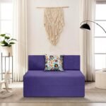 SOFA SANCTUARY 1-Person Sofa Cum Bed Jute Fabric- Washable Cover- Including 1 Cushion - 3' X 6' Ft (Purple Color) Perfect for Home & Office for Guests