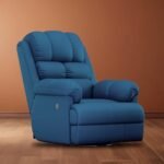 The Sleep Company Luxe Motorised RRR Recliner |Patented SmartGRID Technology| Motorised Single Recliner Sofa with Revolving Mechanism| Rocking Sofa | Unique Lumbar Design | Premium Upholstery | Blue