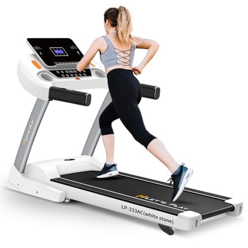 LET’S Play LP-333 6HP Peak AC Motor Auto Incline Treadmill for Home Foldable Running Machine with BT Speaker, Anti-Slip Diamond Wave Belt, 140Kg User Weight, 14.8Km/Hr Max Speed [5 Year Warranty]