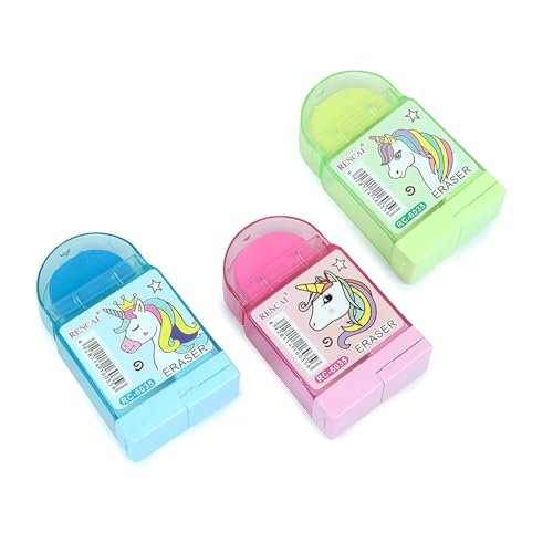 Pack of 2 Unicorn Eraser Cum Eraser, Sharpener 2 in 1 Set for Kids Birthday Party Return Gift Multi Color