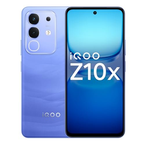 iQOO Z10x 5G (Ultramarine, 8GB RAM, 128GB Storage) | 6500 mAh Large Capacity Battery | Dimensity 7300 Processor | Military-Grade Durability