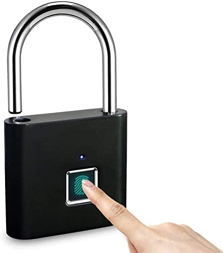 LANDYE Stainless Steel Fingerprint Padlock, Smart Padlock, Waterproof Small Portable Padlock, Locker Lock, Usb Rechargeable Smart Lock, Suitable For Lockers, Bicycles (Black)