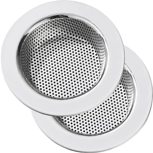 2 PCS Kitchen Sink Strainer Stainless Steel, Kitchen Sink Drain Strainer，Sink Strainers for Kitchen Sinks with Large Wide Rim 4.5" Diameter