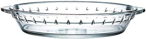 ARUZEN 700ml Glass Pie Plate Round Glass Pie Pan with Handles Shallow Pie Baking Dish for Apple Pie Pumpkin Pie and Quiche