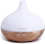 ASAKUKI 300ml Essential Oil Diffuser, Premium 5 In 1 Ultrasonic Aromatherapy Scented Oil Diffuser Vaporizer Humidifier, Timer and Auto-Off, 7 LED Light Colors-Yellow,Plastic