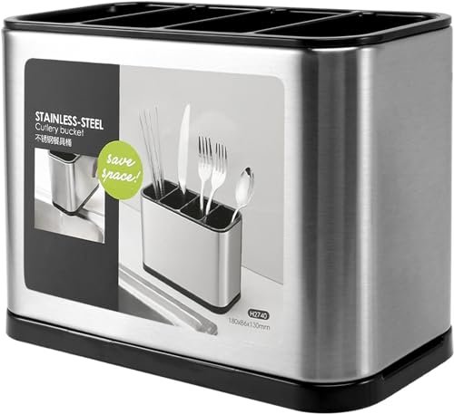 AUM ENTERPRISE kitchen utensil holder, Spoon Storage Rack, Kitchen Item Cutlery Organizer, Tableware Draining Chopstick Cage With Water Outlet Tray.