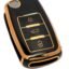 AUTODIFY™ TPU Car Key Cover Black & Golden Compatible for Volkswagen Polo, Vento, Jetta, Ameo, Passat (Volkswagen, 3 Button Flip Key)