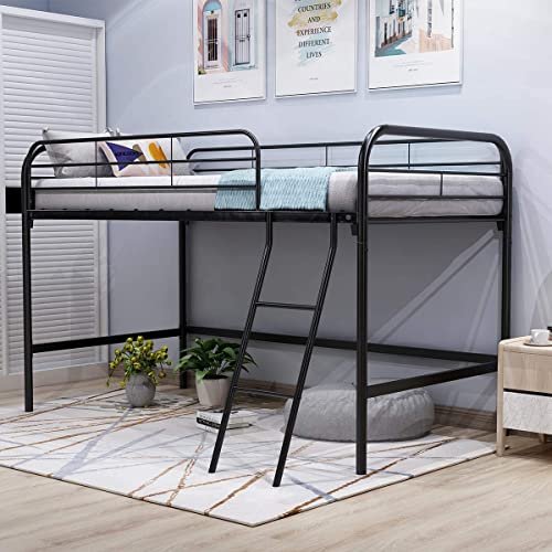 Abubakar Enterprises Loft Bed, Single Bunk Bed with Sturdy Steel Frame, High Sleeper Multipurpose Use Full-Length Guardrails & One Integrated Ladders Space