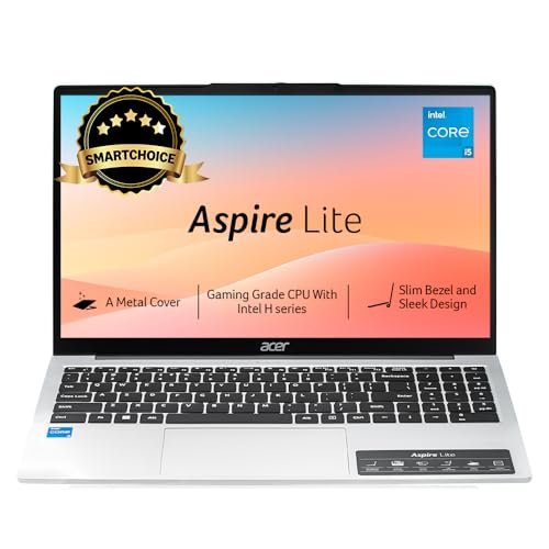 Acer[SmartChoice Aspire Lite 12thGen Intel Core i5-12450H Premium Laptop(Win11Home/16GB RAM/1TB SSD/IntelUHD Graphics/MSO) AL15-52H, 39.62cm(15.6") FHD IPS Display,Backlit Keyboard,Pure Silver, 1.7KG