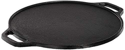 Amazon Brand - Solimo Pre-Seasoned Cast Iron Dosa Tawa, 12 Inches (30 cm), Black, 100% Toxin-free, Naturally Non-stick, Long Lasting, Gas & Induction Stove-friendly
