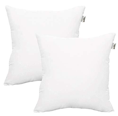 Amazon Brand - Umi 2 Pc Pack Cushion Filler/Throw Pillow Inserts Square Form Sham Stuffer 16 X 16 Inch - Polyester, White