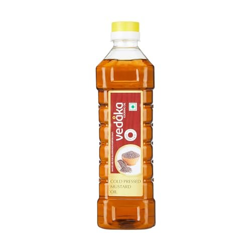 Amazon Brand - Vedaka Cold Pressed Mustard Oil | 1 L | Cooking Oil | Contains Omega- 3 Pufa | 100% Vegetarian Kachi Ghani Oil