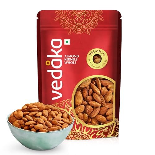 Amazon Brand - Vedaka Whole California Almonds | 500 g | Grade - Non Pareil | Purely Natural Badam | Nutty & Crunchy Dry Fruits | No Additives, Preservatives or Added Flavors | Healthy Snack