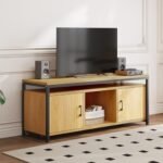 Amazon Brand – Umi Engineering Wood Floor Standing TV Entertainment Unit Set Top Box Stand TV Cabinet with 2 Drawers & Shelve for Books & Décor Display Unit, Upto 55 Inches - TVU-003 (120*38*50 cm )