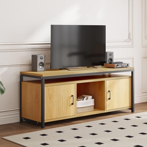 Amazon Brand – Umi Engineering Wood Floor Standing TV Entertainment Unit Set Top Box Stand TV Cabinet with 2 Drawers & Shelve for Books & Décor Display Unit, Upto 55 Inches - TVU-003 (120*38*50 cm )