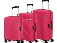American Tourister Liftoff 3PC Set Polypropylene (PP) Hard 8 Wheels Spinner Luggage 49cms/Suitcase/Trolley Bag for Travel (Berry Blast), Pink