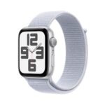 Apple Watch SE (2nd Gen, 2023) [GPS 44mm] Smartwatch with Silver Aluminum Case with Blue Cloud Sport Loop. Fitness & Sleep Tracker, Crash Detection, Heart Rate Monitor, Retina Display
