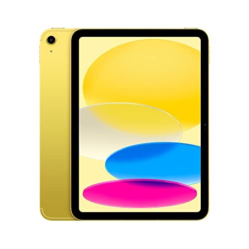 Apple iPad (10th Generation): with A14 Bionic chip, 27.69 cm (10.9″) Liquid Retina Display, 256GB, Wi-Fi 6 + 5G Cellular, 12MP front/12MP Back Camera, Touch ID, All-Day Battery Life – Yellow