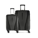 Aristocrat Polypropylene(Pp) Air Pro Set of 2 Hard Check-in Carry-On Luggage(56+76Cm)|Cabin&Large Check-in Lightweight Luggage with Strong 4 Spinner Wheels,Secured Zip & Combination Lock|Jet Black
