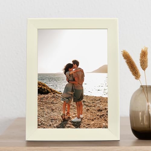 Art Street Art Street Synthetic White Table Photo Frame (6 inches x 8 inches, Matted to 4 x 6 Inches)
