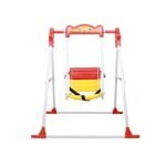 BABYBLESSING Garden Swing|Single Seater|Swing For School,Terrace, Garden|Adjustable Ropes And Ground Pegs|With Safety Locks|Durable|Red&Yellow|Alloy Steel, 103.5 CM