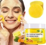 BIRVAN Turmeric and Kojic Acid Face Cleansing Pads Dark Spots, Skin Brightening, and Acne Prevention with | Vitamin C, Retinol, and Chamomile Hydrolat | For Men & Women | All Skin Types | 50 Piece Pack of 1