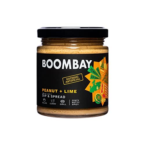 BOOMBAY Peanut + Lime Dip and Spread 190g | Nothing Artificial | No Bad Oils | No Refined Sugars | Plant Based | No Onion or Garlic | Use as a Salad Dressing, Curry Paste, Marinade for Grill, Spread on Bread