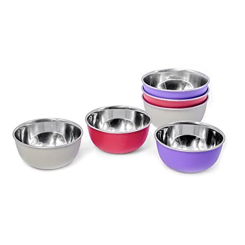 Bowl Fiery Stainless Steel Microwave Safe Bowls 6 Pieces Set (12Cm, 6 Pieces Set), 300 Milliliter - 300 Ml