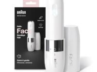 Braun Face Mini Hair Remover FS1000, Electric Facial Hair Remover for Women, Quick, Instant, Gentle, Painless, Smooth Skin, Glow On-The-Go, with Smartlight, for Upper Lips, Chin, Cheeks, Peach Fuzz