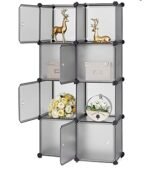 BucketList® Baby Wardrobe Door Plastic Sheet Kids Wardrobe Storage Rack Closest Organizer for Clothes Kids Furniture Living Room Bedroom Small Accessories (8 Door Black Transparent)
