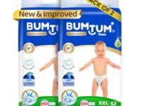Bumtum Baby Diaper Pants, XXL Size, 104 Count, Double Layer Leakage Protection Infused With Aloe Vera, Cottony Soft High Absorb Technology