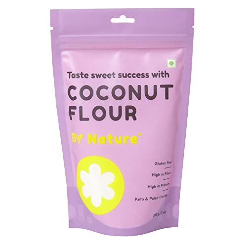 By Nature Coconut Flour, 200gm | Paleo, Keto Diet | Fiber & Protein Rich | Gluten free flour | Can be used for baking healthy cakes, cookies, bread, and delicious pancakes
