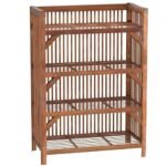 CANE RACK Bamboo 4-Tier Organizer, It Doubles As A Kitchen Pantry, Stylish Bookshelf, And Entryway Shoe Rack, Enhancing Both Organization And Decor With Its Durable, Multipurpose Design.