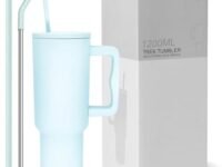 CYNVEXA Tumbler with lid and Straw 1200ML Cup Stainless Steel Vacuum Insulated Tumbler for Water, Iced Tea or Coffee 1.2L Office Gym Travelling (40 - Oz - Retro Mint)