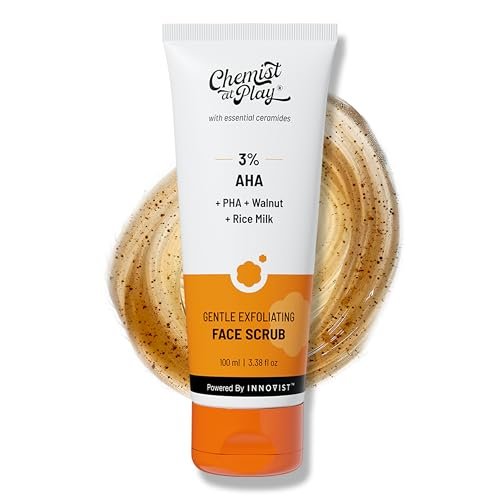 Chemist At Play Gentle Exfoliating Face Scrub with Mandelic Acid & Walnuts | Removes Tan, Dead Skin & Blackheads | Face Wash | Detans | Gives Instant Glow | Face Scrub for Women & Men | 100ml