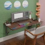 Compal Folding Wall Mounted Study Table, Office Table, Laptop Table, Folding Utility Table for Home Office Portable & Space-Saving Floating Desk (18.5X28.5 Inches Wall Mounted Table Brown)
