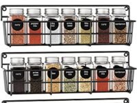 Craft Expertise Spice Rack Organizer,Hanging Spice Pantry Storage Floating Shelves Organization,4 Pack Space Saving Seasoning Organizer For Kitchen Cabinet,Door Or Bathroom,Black (Iron,Wall Mounted)