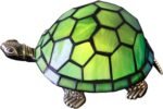 DELIGHTFUL DECOR– STYLE YOUR SPACE Tiffany Tortoise Lamp Stained Glass Turtle Desk Lamp 8X5X4 Inch Animal Antique Accent Table Light Green