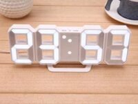Dangfly Acrylic Digital LED Display Number Clock Table Wall Hanging Alarm Clock White (Works On Electricity) (White) 5W x 5H Centimeters