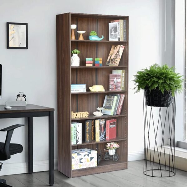 DeckUp Muvo 6-Shelf Engineered Book Shelf and Display Unit (Walnut, Matte Finish)