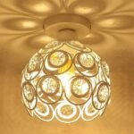 Decorcity Modern Mini Chandelier Lamp, Crystal Ceiling Light, Semi-Flush Mount Corridor Lights Lamp for Bedroom Dual Ring (White)