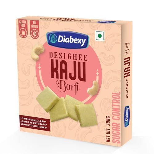 Diabexy Sugar Free Kaju Katli/Barfi | Diabetes Friendly Sugar Free Sweet/Mithai for Diabetics | Made with Desi Ghee | No Sugar Sweets- 200g