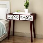 Dime Arts Shoppee Bed Side Engineered Wood Table With 2-Drawer Nightstand, Accent Or End Table With Storage With Carving Design (White)
