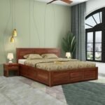 EBANSAL Solid Wood King Size Bed for Bedroom | Wooden Furniture Crafted from Premium Sheesham Wood | Elegant Bedroom Double Bed with Storage | Honey Finish (81X74.5X35 Inches)